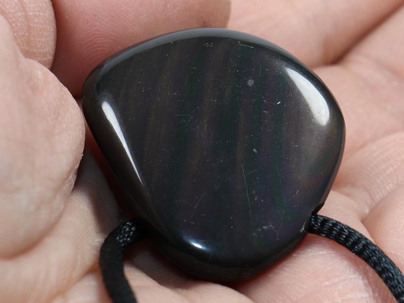 Rainbow obsidian on cord